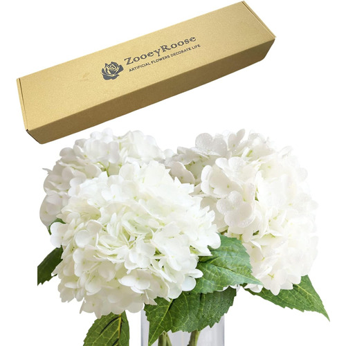 3 Flores Artificiales Grandes De Hortensias Blancas Grandes 