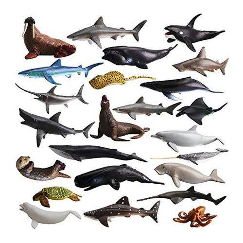 24 Figuras De Animales Marinos De Toymany, Juego De Figuras