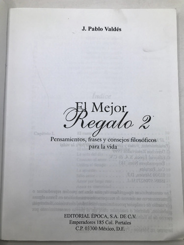 El Mejor Regalo 2 Pensamientos Frases Y Consejos Filosoficos (Usado)