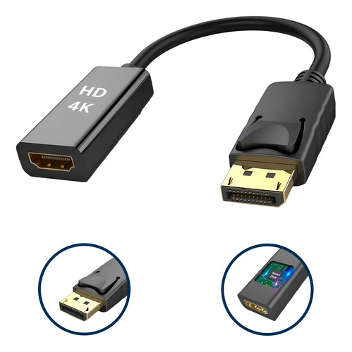 Cable Adaptador Convertidor Displayport Dp A Hdmi 4k Laptop