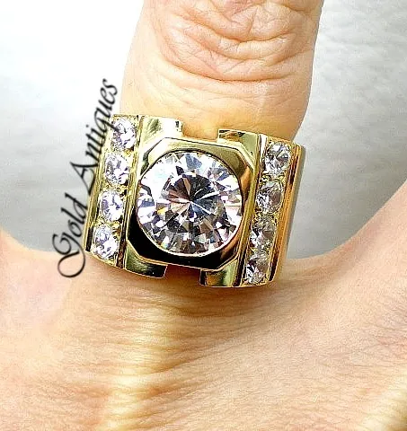 Anillo De Oro 18 Kt Y Zafiros Blancos