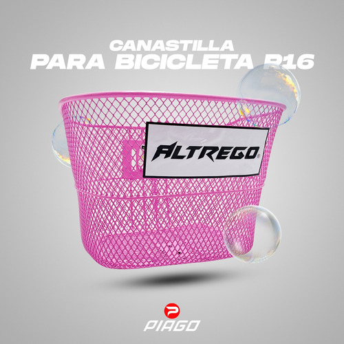 Canasta Canastilla Para Bicicleta Rodado 16 Incluye Soportes Color Rosa