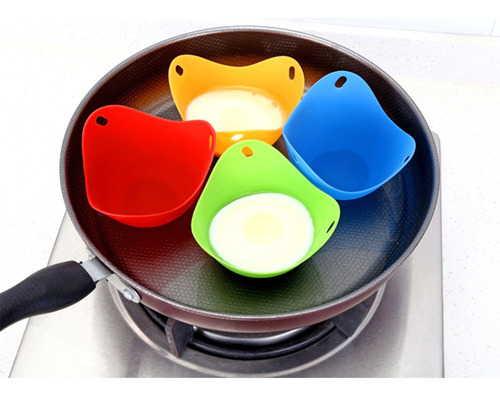 Set 4 Moldes Silicona Huevos Pochados Escalfado Y Omelette