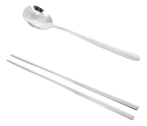 Hjq Juego De 2 Palillos Y Cuchara De Acero Inoxidable