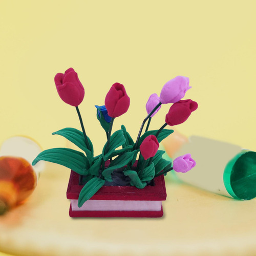 New,, 1:12 Escala Miniaturas Modelo Jardín Planta Tulipanes