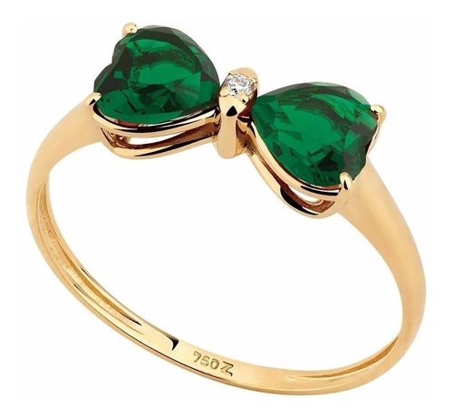 Anel Laço De Zircônia Verde Em Ouro 18k - 5260z