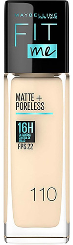 Base de maquillaje líquida Maybelline Fit Me Matte + Poreless- Base De Maquillaje Maybelline Fit Me Matte + Poreless De 30ml tono 110 porcelain - 30mL 30g