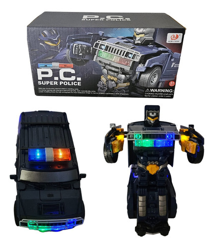 Camioneta Policia Robot 2 En 1 Se Transforma Solo Luz Sonido
