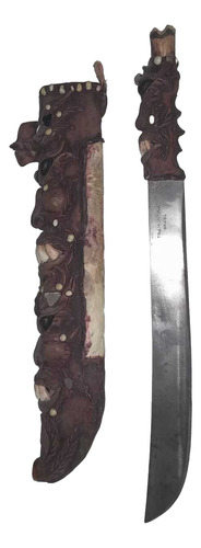 Antiguo Machete Tramontina Y Cuchillo Con Diseño Artesanal Marrón (Usado)