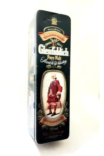 Caja Lata Impresa Vacia Glenfiddich, 31x9 Cm. Regular Estado