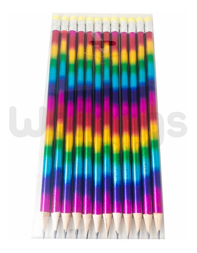 24 Lapiz Negro Multicolor Con Goma De Borrar Souvenir Regalo
