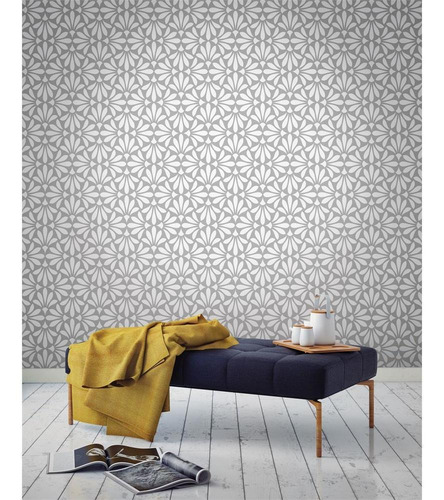 Imagem 5 de 5 de Papel De Parede 3509 Cinza 52cm Com 10 Metros