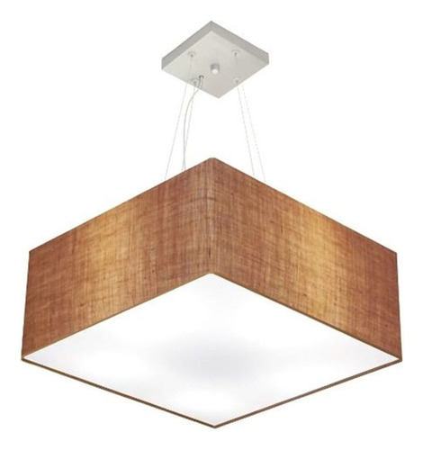 Lustre Pendente Quadrado Md-4065 Cupula Tec 30/70x70cm Palha