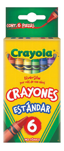 6 Crayones Estandar Delgados Crayola Escolares Redondos