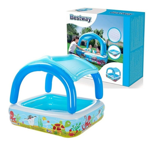 Piscina Inflable Con Techo Y 2 Aros  Para Bebe