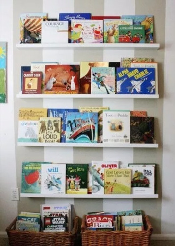 Imagen 6 de 10 de Estante Flotante Infantil Porta Libros Laqueado 80x12 Prof