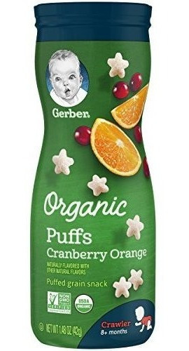 Gerber Graduates Organic Puffs, Arándano Naranja, 1,48 Oz, 6