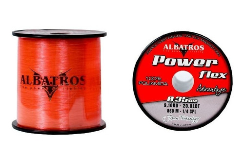 Bobina De Nylon Power Flex 1/4lbs Naranja 0.40mm X 650 Mts