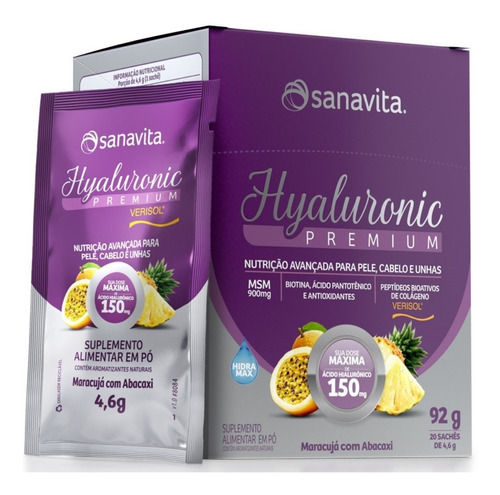 Hyaluronic Premium 150mg Sanavita Maracujá E Abacaxi