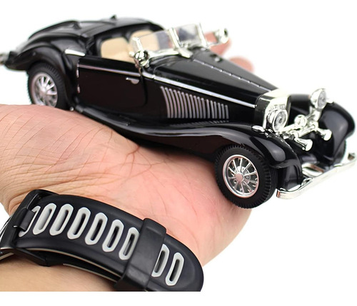 Coche Clásico Antiguo Puxu 1:28 Retroceso Metal Negro