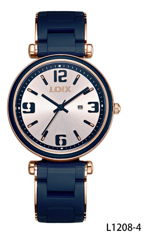 Reloj Mujer Loix® L1208-4 Azul Con Tablero Champaña Goldrose