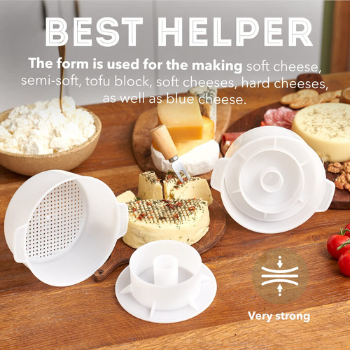 Kit De 2 Moldes Para Hacer Queso Con Pistón Y Gasa