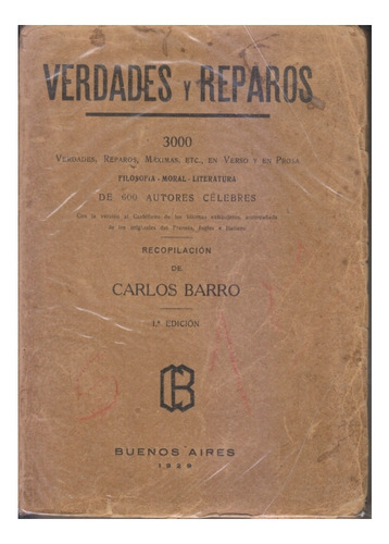 Verdades Y Reparos. Recopilador Carlos Barro. Centro