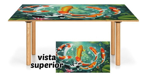 Vinilo Para Mesa Peces Koi Arte Japones Pez Animales