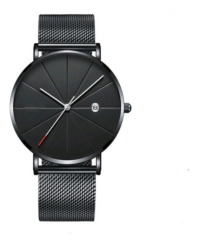 Relógio Masculino Classic Black Quartzo Pulseira Malha Aço