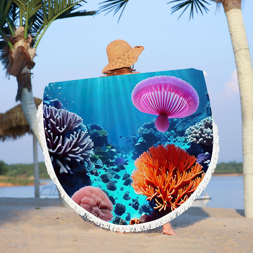Toalla De Playa I Con Estampado Redondo De Microfibra Superl