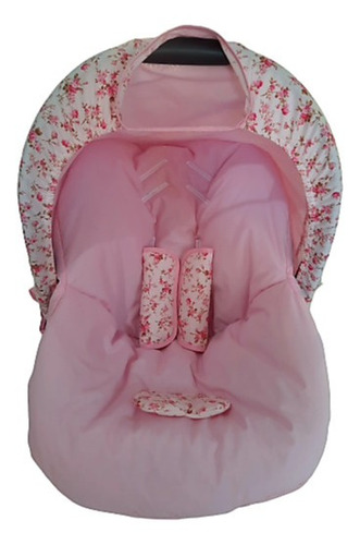 Capa Para Bebê Conforto +capota+ Pt Cinto Floral Rosa Menina