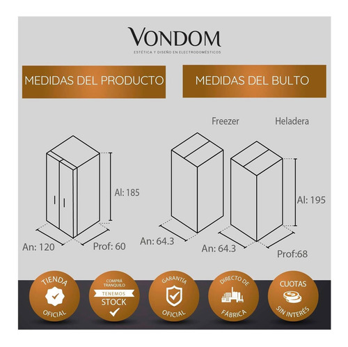 Combo Vondom Heladera 360l+freezer 267l+fragancia Masculina