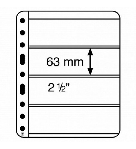 5 Hojas Para Estampillas Timbres Clasificador Con 4 Hileras