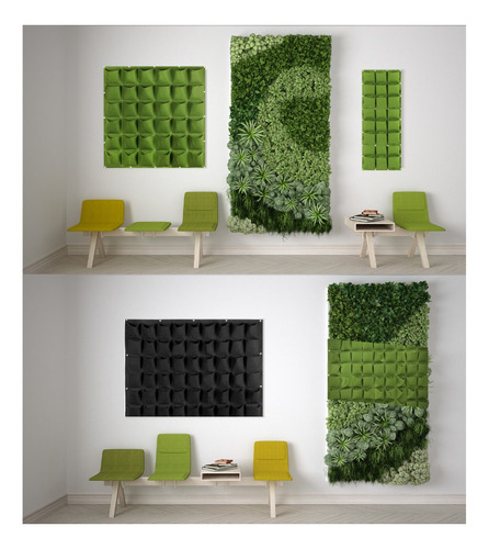 Imagen 5 de 6 de Jardín Vertical De Geotextil. 64 Bolsas. Huerto Y Muro Verde