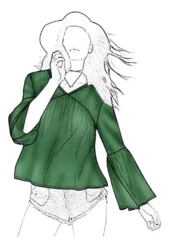 comprar Moldes Patrones Blusas Mujer Manga Campana Escote V