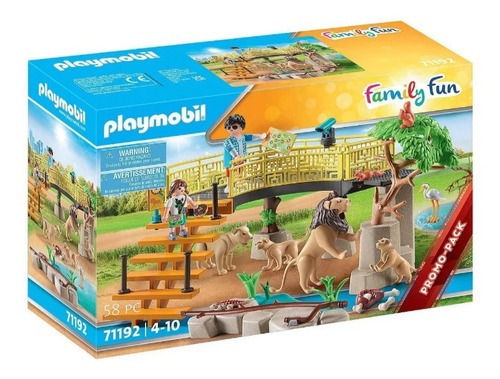 Figura Armable Playmobil Family Fun Leones Con Recinto Exterior 58 Piezas 3+