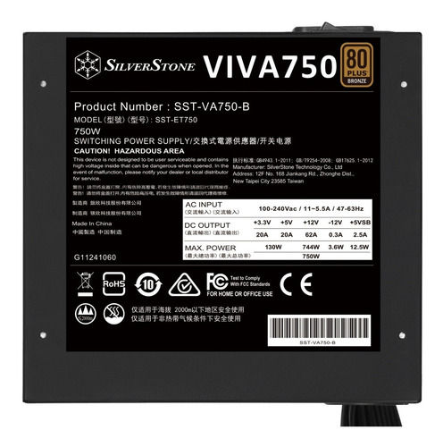 Imagen 6 de 10 de Fuente Silverstone Viva750 750w Certificada 80 Plus Bronze