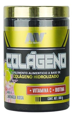 Colágeno Hidrolizado, Advance Nutrition, Vitamina C, Biotina Sabor Limonada rosa