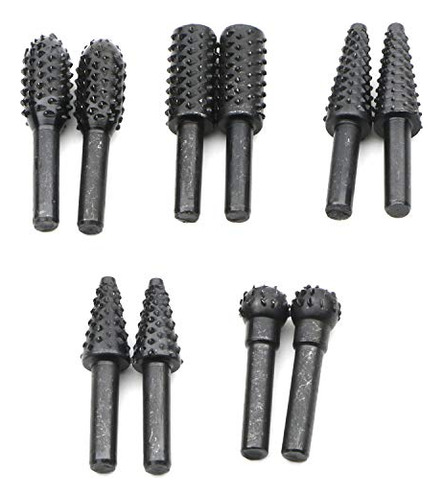 Jiuwu 10pcs Black 6.35mm Shank Twist Rotary Burr Drill Bits