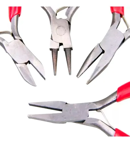Set De 4 Mini Pinzas Alicate Con Lupa Para Electrónica