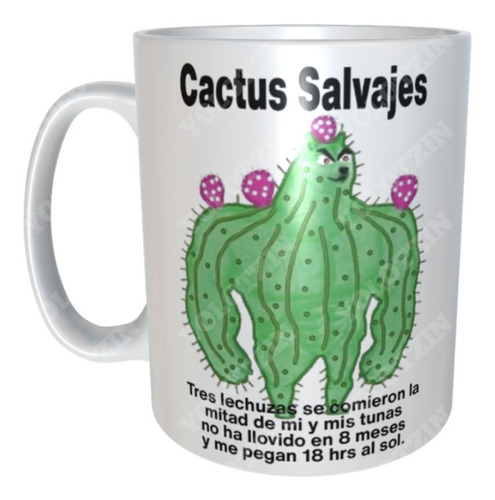 Taza Con Caja Cheems Meme Cactus Suculentas Plantas M15