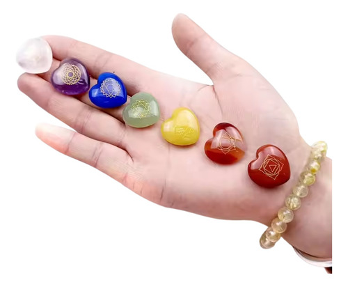 Juego 7 Chakras Chacras Collar - Pulsera - 7 Corazones- Bio