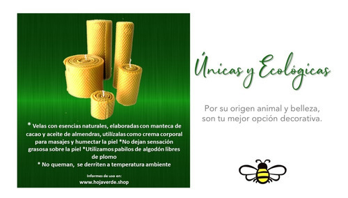 Velas Biodegradables De Cera De Abeja Tamaño Grande