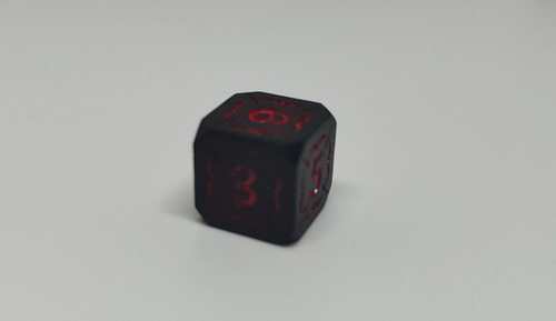 Set Dados De Metal X 7 Rol - #18 Negro Con Números Y Símbolos Rojos