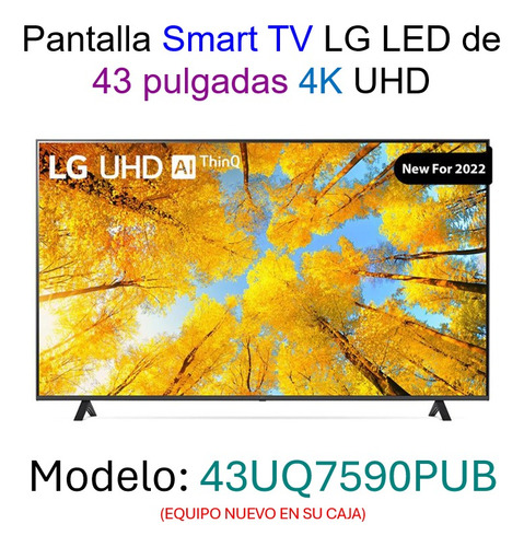 Pantalla LG Uhd Ai Thinq 43 Pulgadas 4k Smart Tv