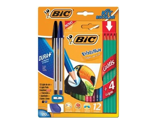 Kit Escolar Completo Bic X 20 Piezas Lapiz Lapicera Colores