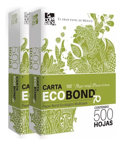 Hojas De Maquina Papel Bond Carta 1000 Hojas Ecobond Premium