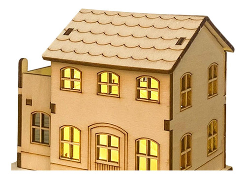 Q Casa De Madera Inacabada Paisaje Estilo A 9.8x7.5x9.3cm