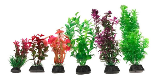 Plantas Artificiais Aquário Color Misto - 3un 10cm 3un 20cm