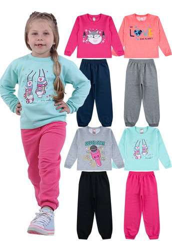 Kit 4 Conjuntos De Inverno Frio Agasalhos Infantil Feminino